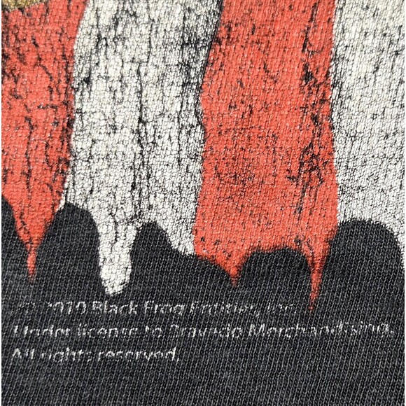 Retro Guns N Roses Shirt XL THRASHED American Flag Skull 2010 Black Frog READ - Picture 4 of 14